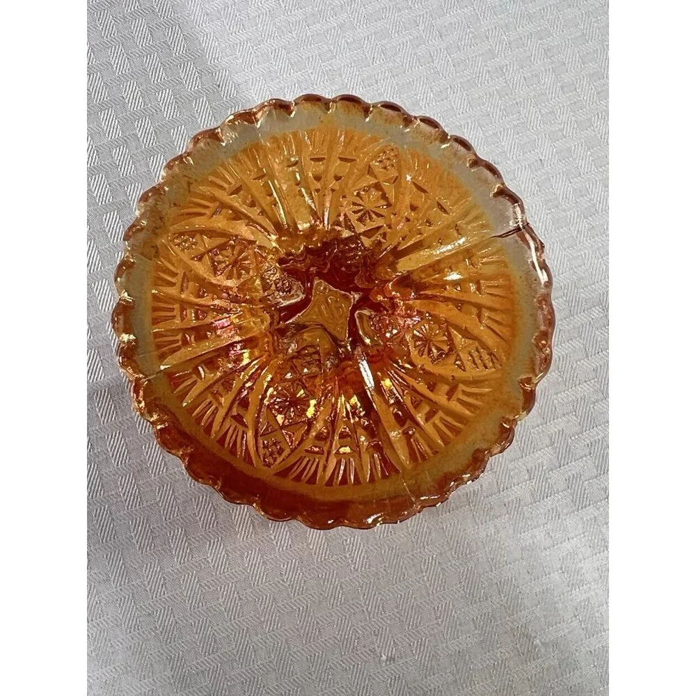 Vintage Imperial Carnival Glass  Vase Hobstar Marigold Iridescent Halloween Fall